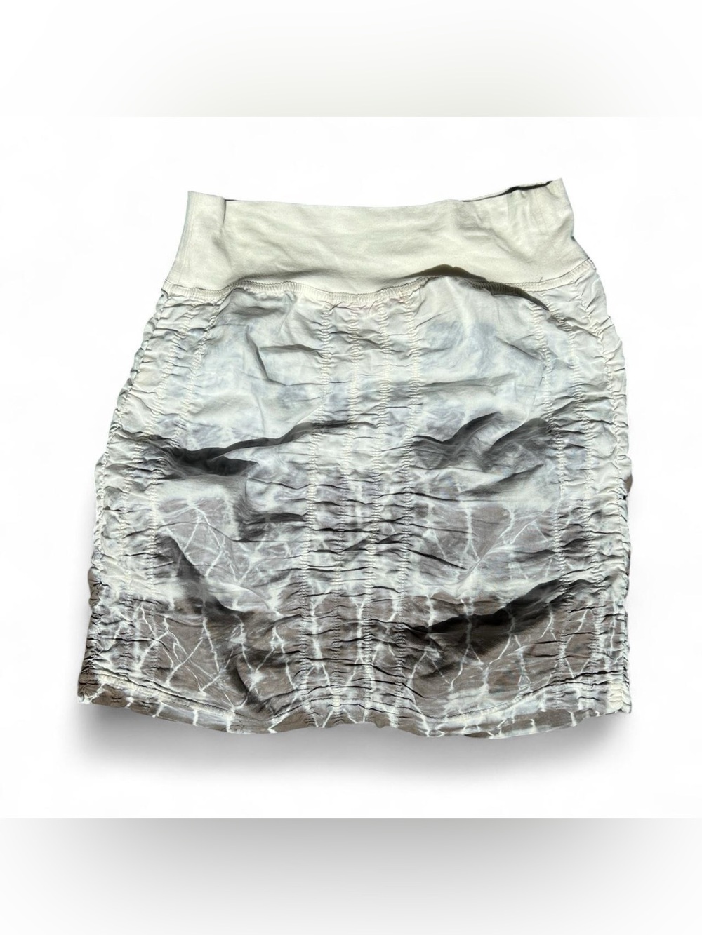 Women's Ombre Ruched Mini Skirt - White to Gray